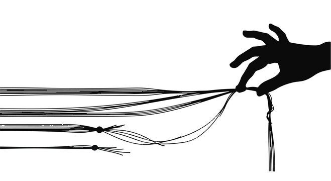 hand pulling strings puppet control concept