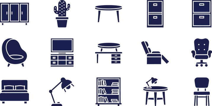 Minimalist flat pack furniture set illustration Vector