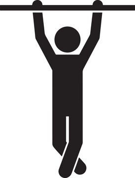 Person silhouette hanging on horizontal bar.