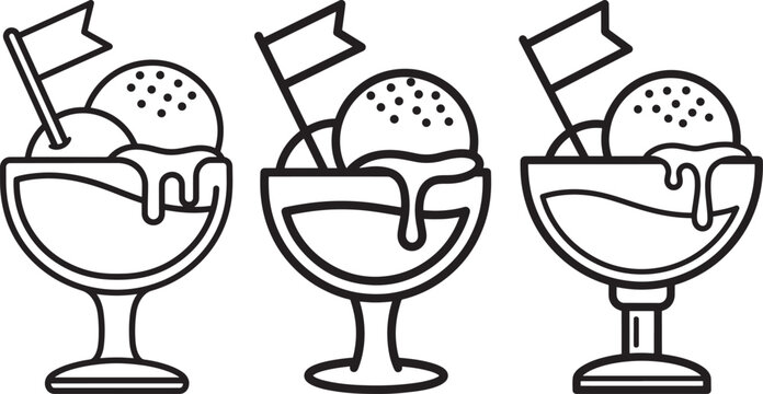 Ice cream sundaes with flags.