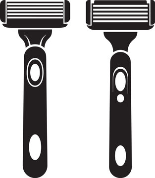 Two razors silhouette on white background.