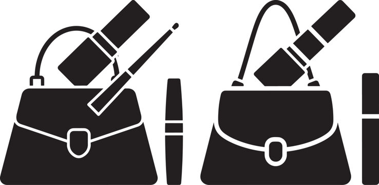 Handbag and lipstick icon symbol.