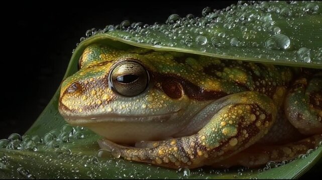 frog extreme close up eyes texture macro amphibian nature background. 4K Video