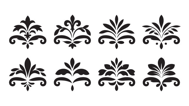 Symmetrical Heraldic Dividers for Formal Document Layout and Corporate Identity Branding to Create Structured Visual Hierarchy and Classic Aesthetic in Professional Print Media