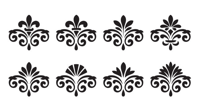 Damask Style Fleur De Lis Ornaments for Interior Decor Patterns and Textile Branding Identity to Evoke Heritage and Tradition in Architectural and Product Surface Design