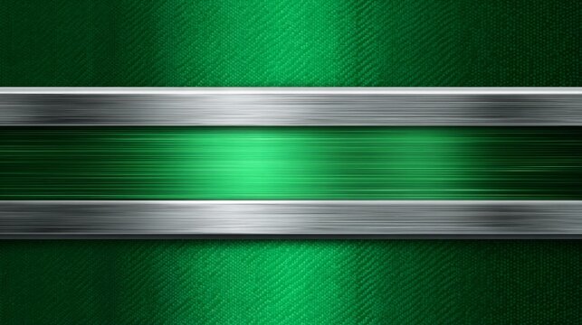 Metallic green tech background with brushed chrome texture vector. 