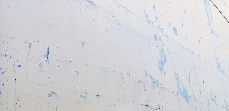 distressed, weathered, chipped, grunge, grungy painted wall backdrop, background, wallpaper, border, frame in cool white & very light pastel blue, textured, rough, texture, wall, grungy