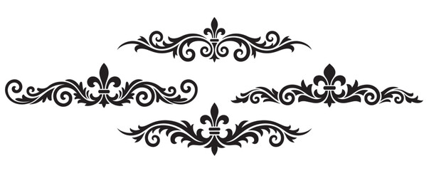 Fleur De Lis Border Dividers for Historical Document Design and Premium Event Branding to Convey Heritage and Classic Luxury in Professional Graphic Compositions © Ibrahim
