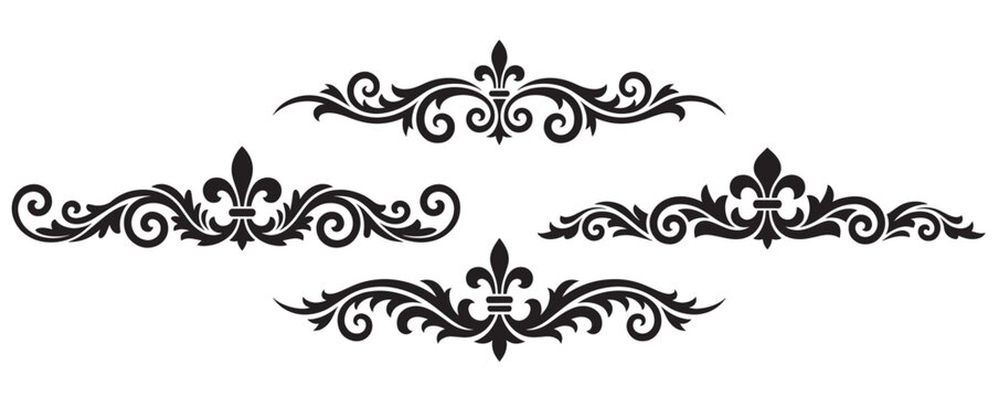 Fleur De Lis Border Dividers for Historical Document Design and Premium Event Branding to Convey Heritage and Classic Luxury in Professional Graphic Compositions