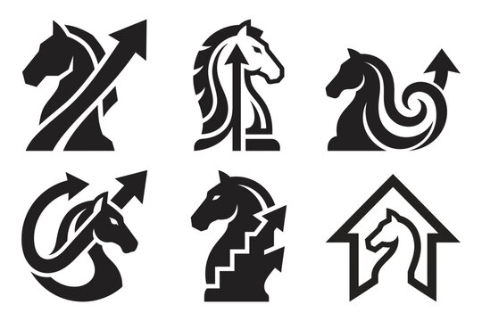 Horse and eagle arrow silhouette logo icon set