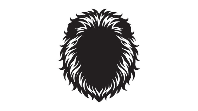 Stylized lion mane silhouette vector, black and white animal hair graphic, minimalist lion head shape for logo design and branding identity