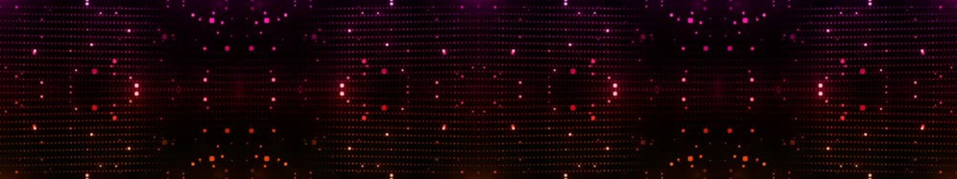 Twinkling Particle VJ Wall with Pink Orange LED Dot Matrix Digital Background Seamless Widescreen Loop Panorama