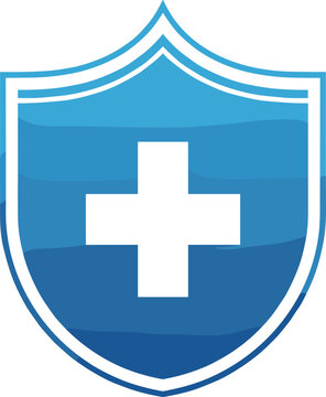 Medical Health Protection Shield Icon with Cross Symbol for Healthcare, Insurance, Safety, and Wellness Brand Identity Designs
