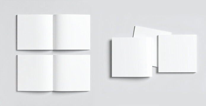 Blank square booklets and open magazines template