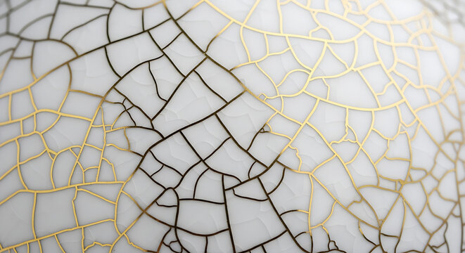 Cracked glaze ceramic texture with gold veins an abstract artistic detail