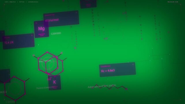 Ribbon emerging from hexagons starting tracking right, HUD pulsing on transparent field showing Kc