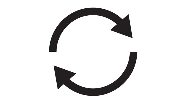 Minimalist circular refresh icon vector, black recycle arrows in a loop, flat sync and reset symbol for web interface and app navigation design