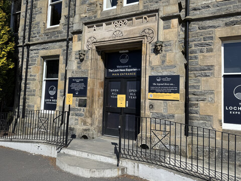  Drumnadrochit, Scotland, U.K. - April 25, 2026: Entrance of The Loch Ness Experience.