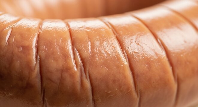 Delicious close-up of grilled sausage on a wooden table during a barbecue