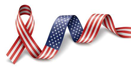 Obraz premium Patriotic american ribbon a woven display of stars and stripes