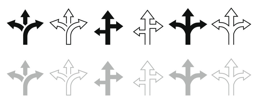 Set of black and grey directional arrow for navigation and isolated on transparent background