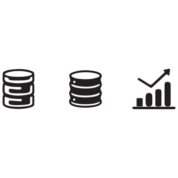 Stacks of coins and rising graph icon in black silhouette high quality professional detailed modern elegant stylish clean