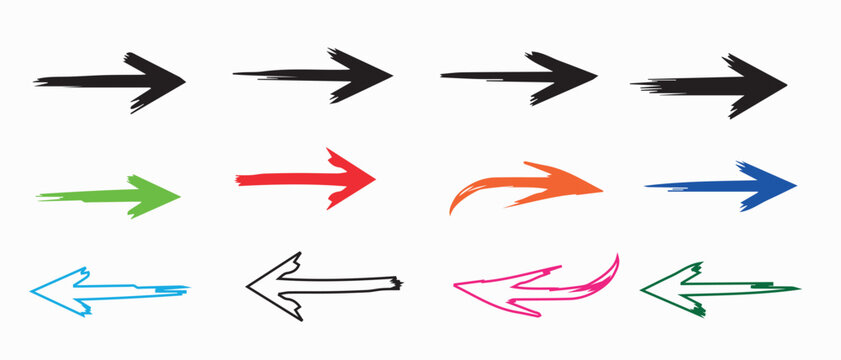 Dynamic Speed Motion Arrow Icons Set, Brush Stroke Direction Arrows, Fast Movement Vector EPS