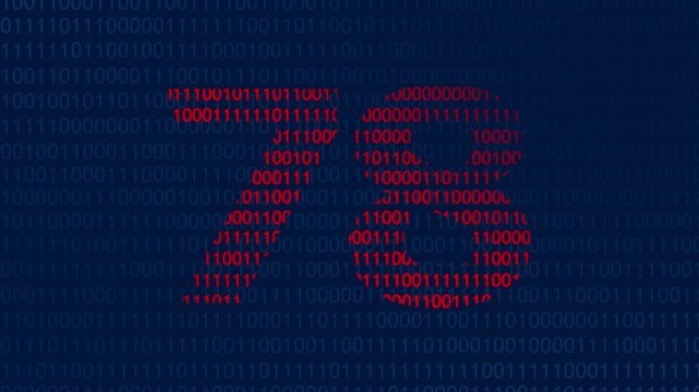 The number seventy eight displayed in bright red binary code against a dark blue background with rows of ones and zeros representing digital data and computer programming concepts