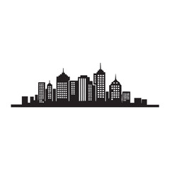 Obraz premium Black silhouette of a city skyline with tall buildings and skyscrapers