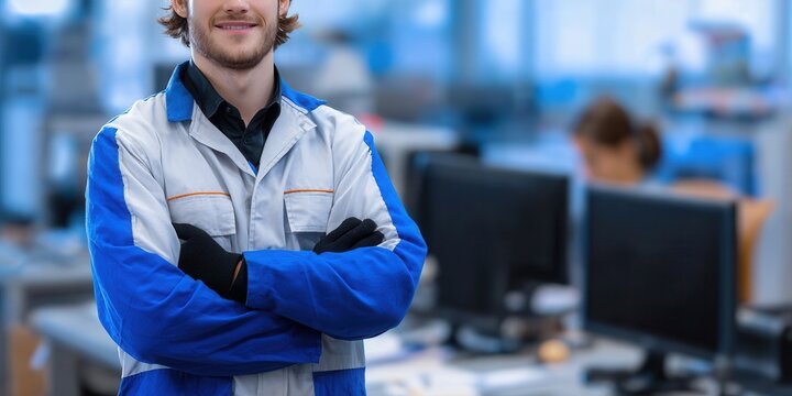 Smiling lab worker in modern lab office