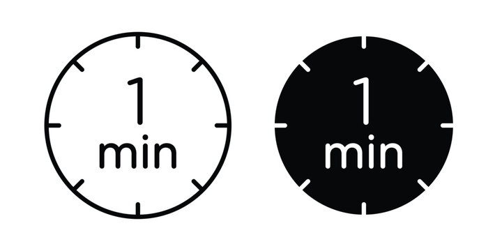 1 minute icon line and flat vector collection for ui, ux designs