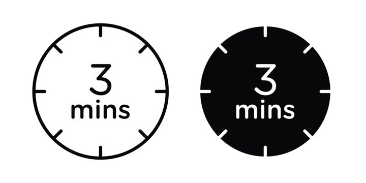 3 minutes icon line and flat vector collection for ui, ux designs