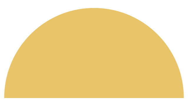 Yellow semi-circle shape isolated on a clean white background an abstract geometric graphic element half circle solid color text space graphic design half moon geometry geometric colorful
