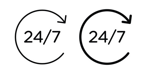 24 Hours a day service icon line and flat vector collection for ui, ux designs © Dan