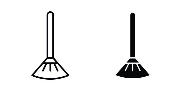 Broom icon line and flat vector collection for ui, ux designs