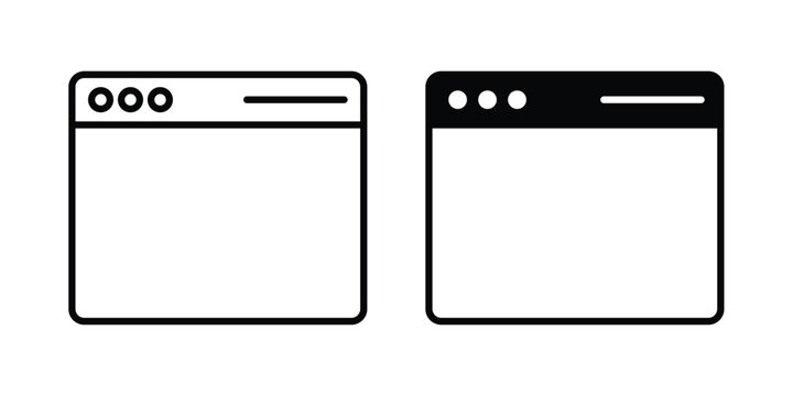 Browser window icon line and flat vector collection for ui, ux designs
