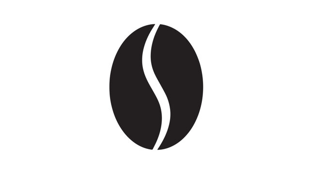 Minimalist coffee bean vector icon, black roasted coffee seed silhouette, simple organic espresso bean logo element for cafe branding and packaging