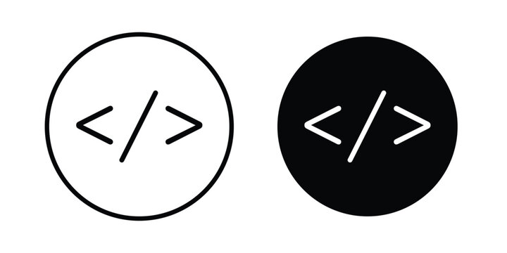 Code icon line and flat vector collection for ui, ux designs