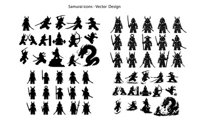 Fototapeta premium Black Ink Chronicles. Samurai in Motion. Vector design.