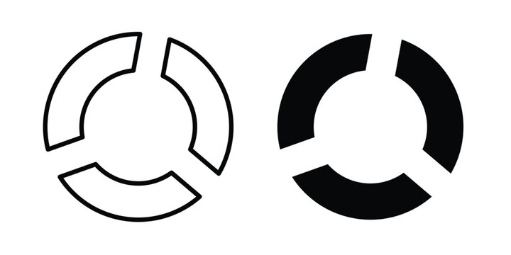 Donut chart icon line and flat vector collection for ui, ux designs