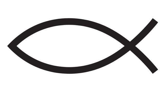Simple black fish icon, minimalist symbol, christian sign, vector illustration