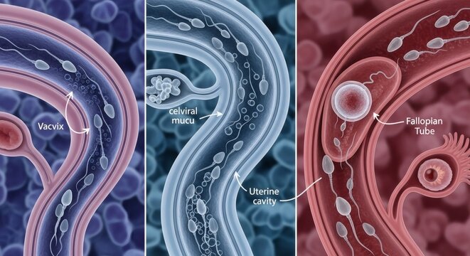 The journey of human reproduction, from sperm to egg fertilization. Illustrating the intricate process of conception and early development