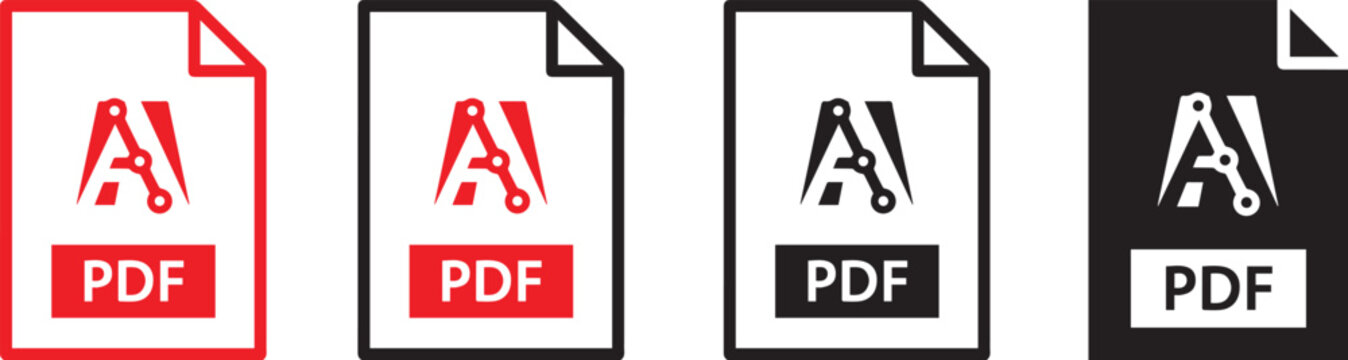 Adobe pdf logo evolution from colorful to minimalist silhouette design