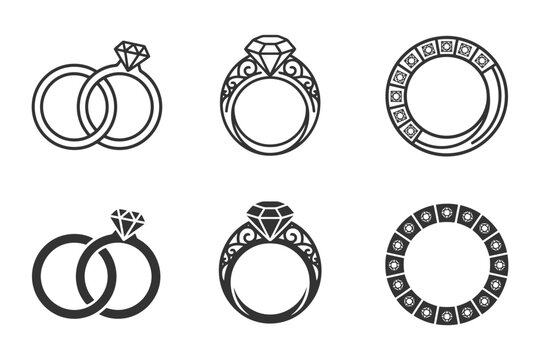 Elegant diamond ring designs: interlocking, ornate, and embellished band styles.