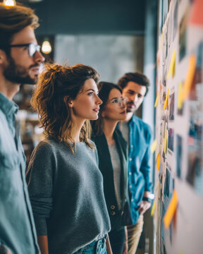 Design Team Looking at Inspiration Wall for Creative Agency Branding