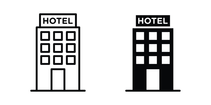 hotel icon line and flat vector collection for ui, ux designs