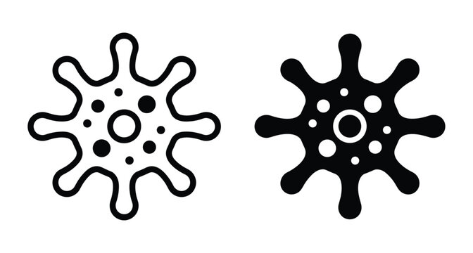 virus bacteria icon set black outline solid symbol microbe germ pathogen infection disease biology science health medical pandemic microscopic organism