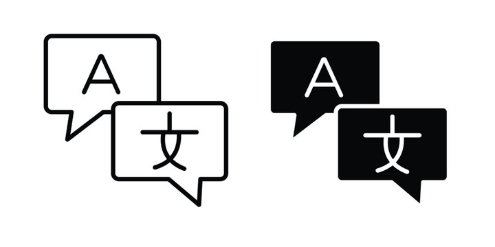 Language icon line and flat vector collection for ui, ux designs