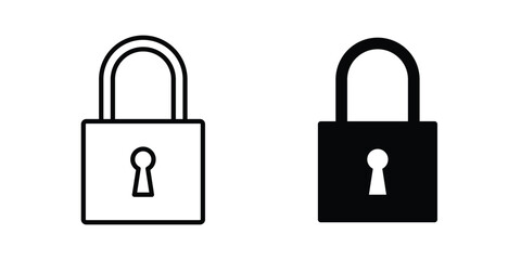 Lock icon line and flat vector collection for ui, ux designs © Dan