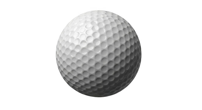 A single white golf ball with a textured dimpled surface, centered against a solid background, isolated on transparent background